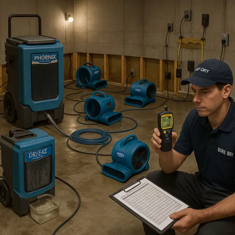 Structural Drying and Dehumidification process in Camino, CA